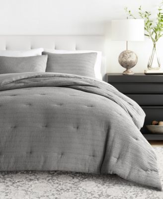 Waffle Textured 3-Piece Comforter Set, Full/Queen