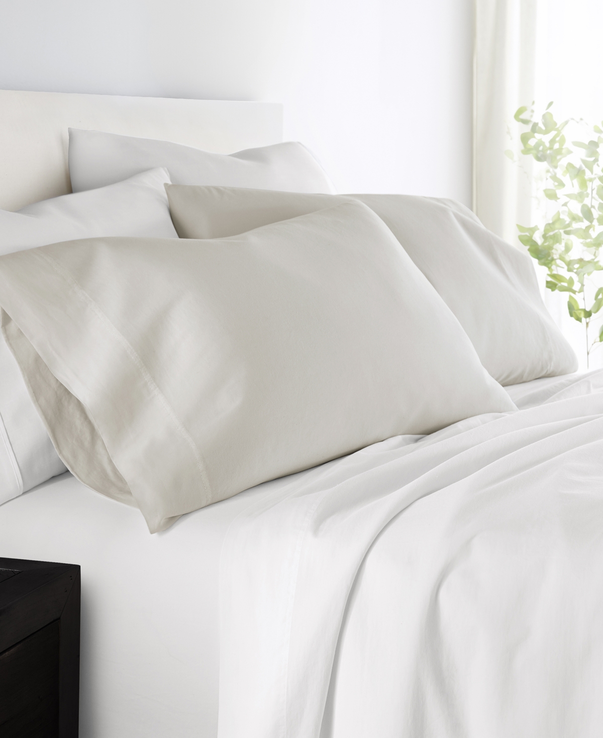 Shop Ienjoy Home 300 Thread Count Solid Cotton Pillowcase Pair, Standard In Ivory