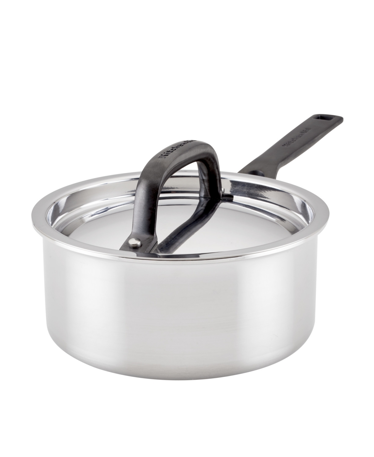 Kitchenaid 5-ply Clad Stainless Steel 1.5 Quart Induction Sauce Pan With Lid In Polished Stainless Steel