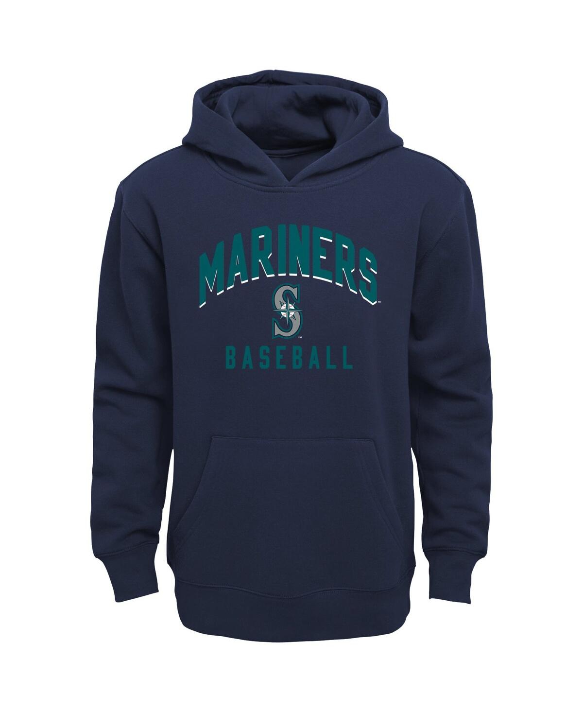 Shop Outerstuff Baby Boys And Girls Navy, Heather Gray Seattle Mariners Play By Play Pullover Hoodie And Pants Set In Navy,heather Gray
