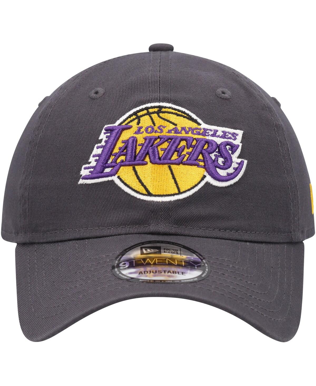 New Era Charcoal Los Angeles Lakers Team 2.0 9twenty Adjustable Hat In Charcoal