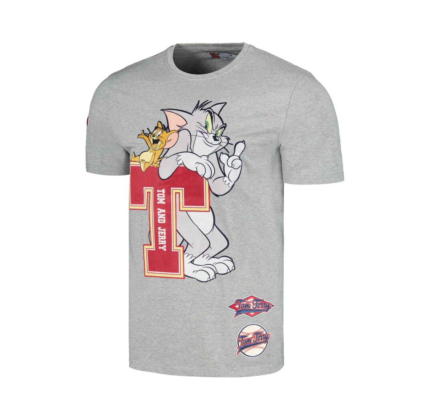 Men's and Women's Heather Gray Tom and Jerry University T-shirt