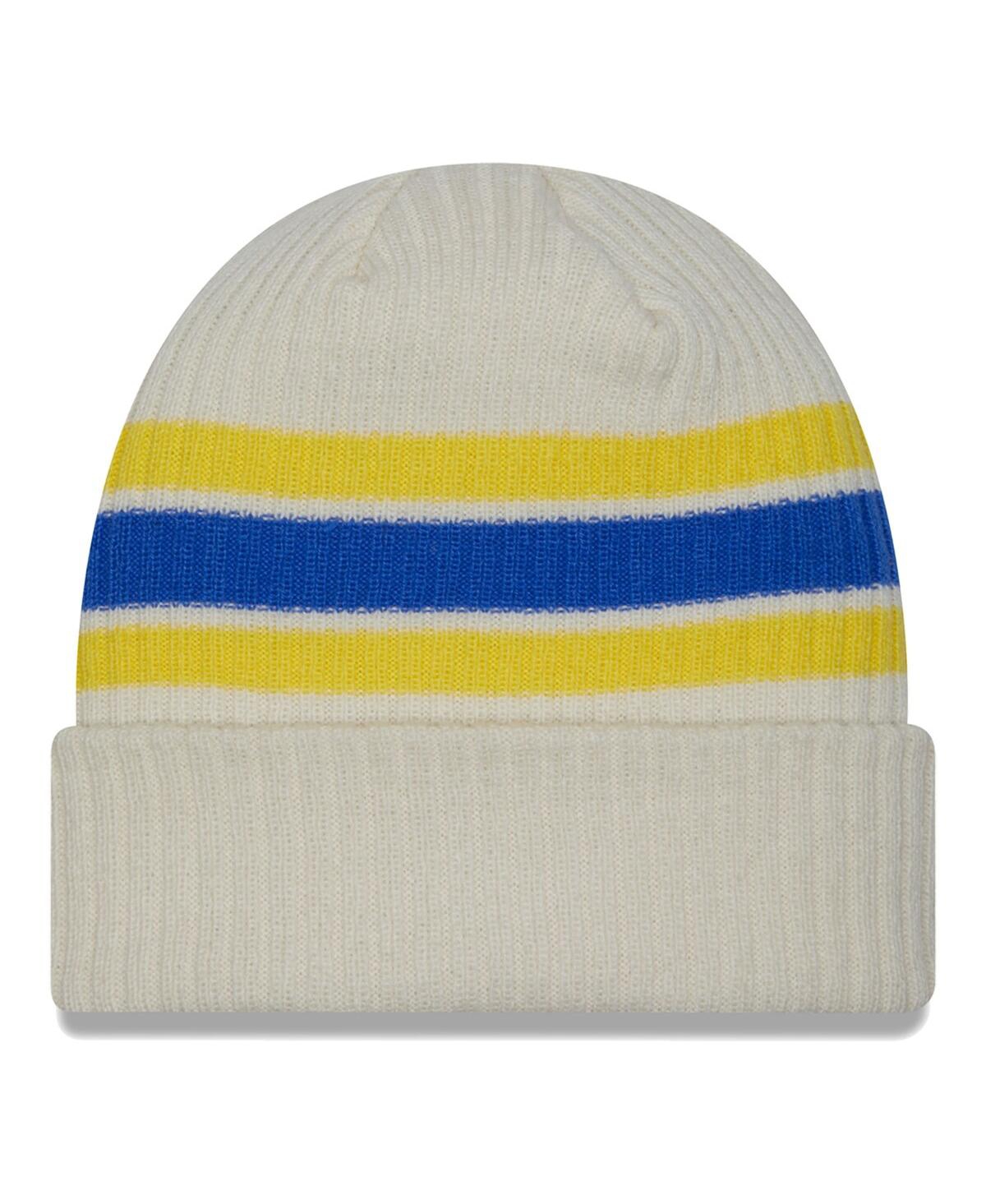 Men's New EraLos Angeles Rams Team Stripe Cuffed Knit Hat - Cream