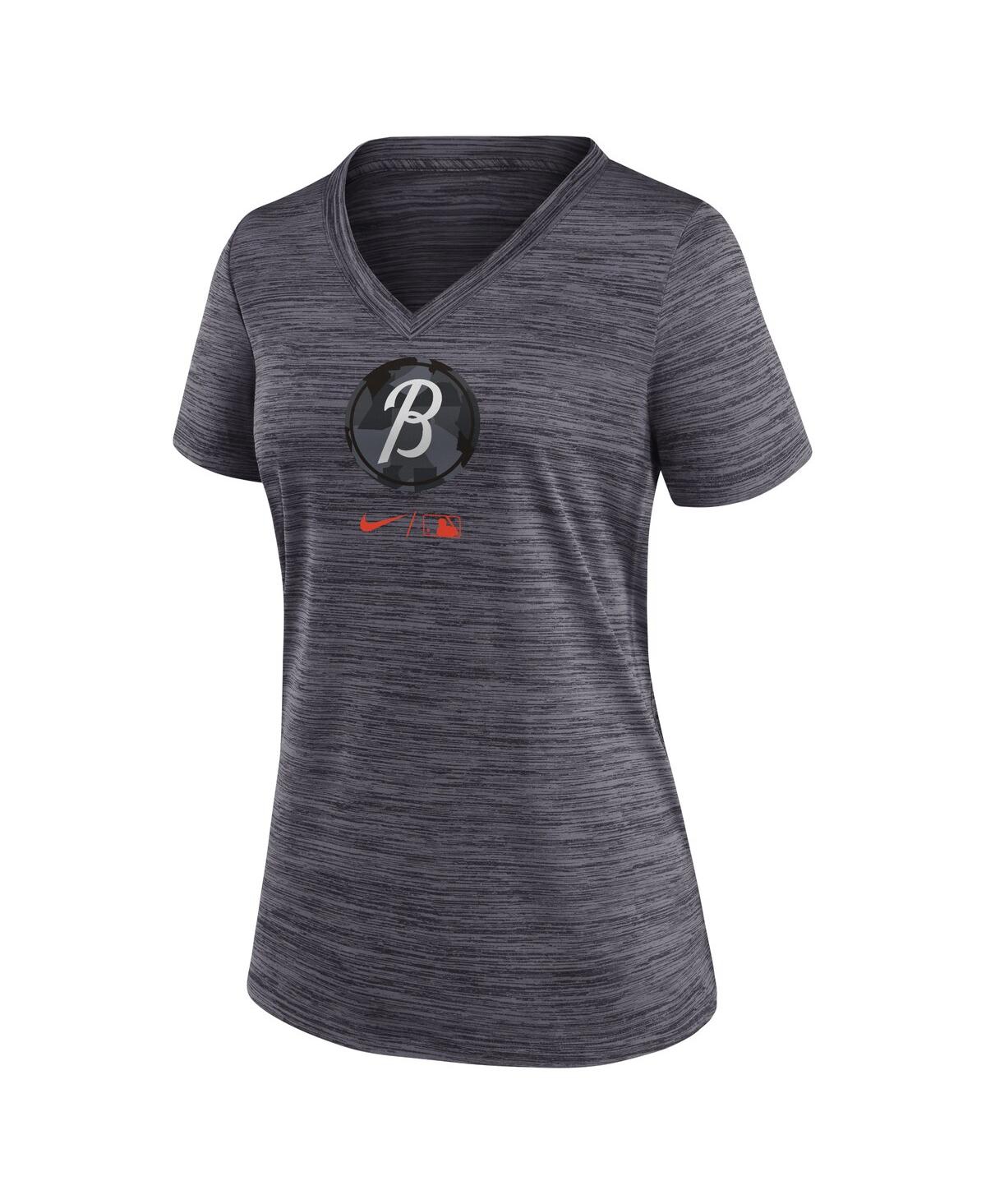 Nike Black Baltimore Orioles 2023 City Connect Velocity Practice Performance V-neck T-shirt In Black
