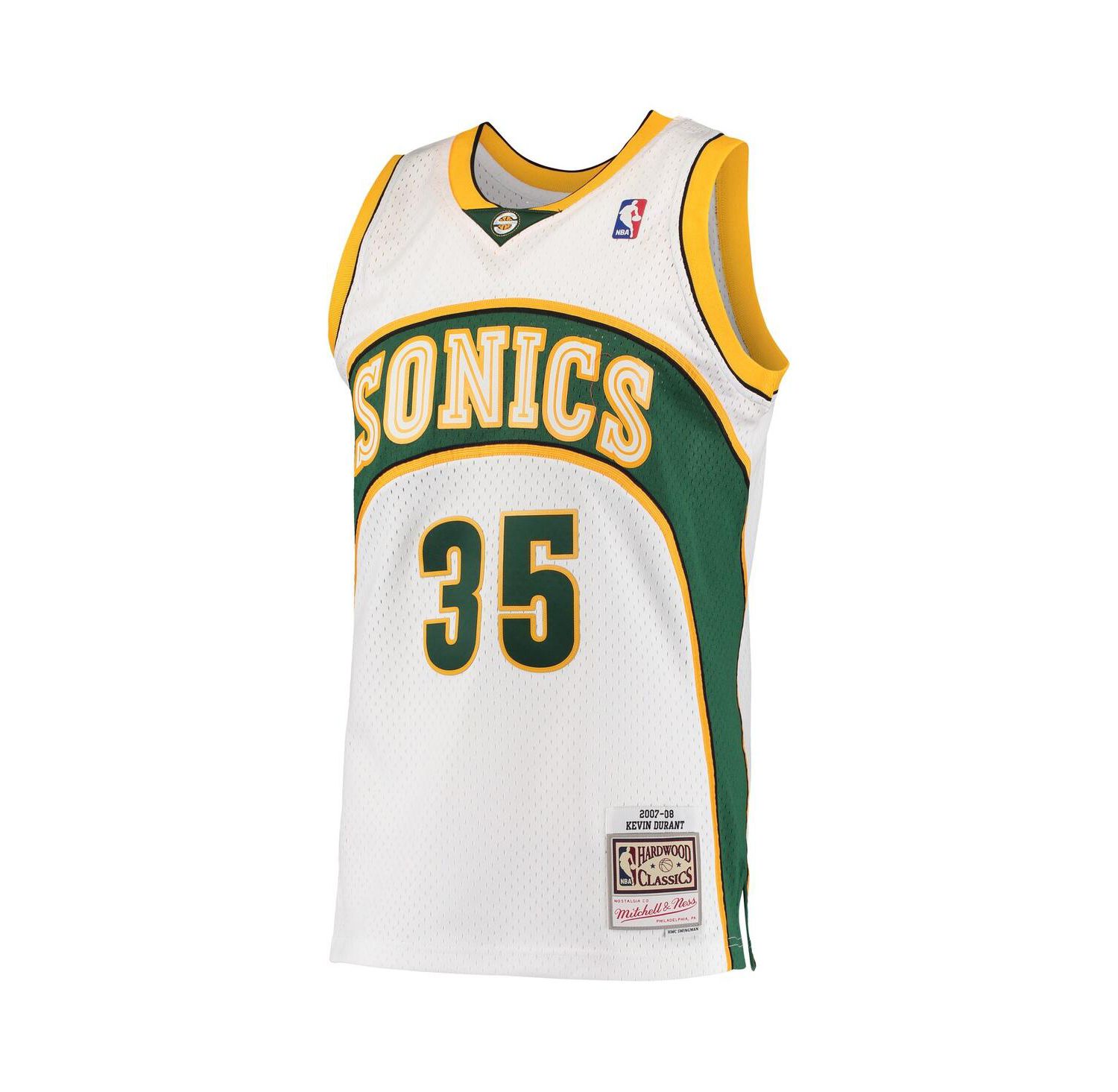 Men's Kevin Durant White Seattle SuperSonics Hardwood Classics Swingman Jersey