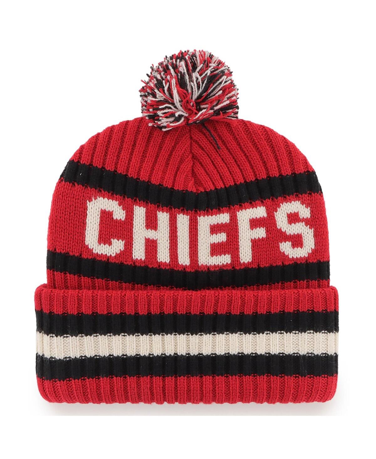 47 Brand Men's ' Red Kansas City Chiefs Bering Cuffed Knit Hat With Pom In Red