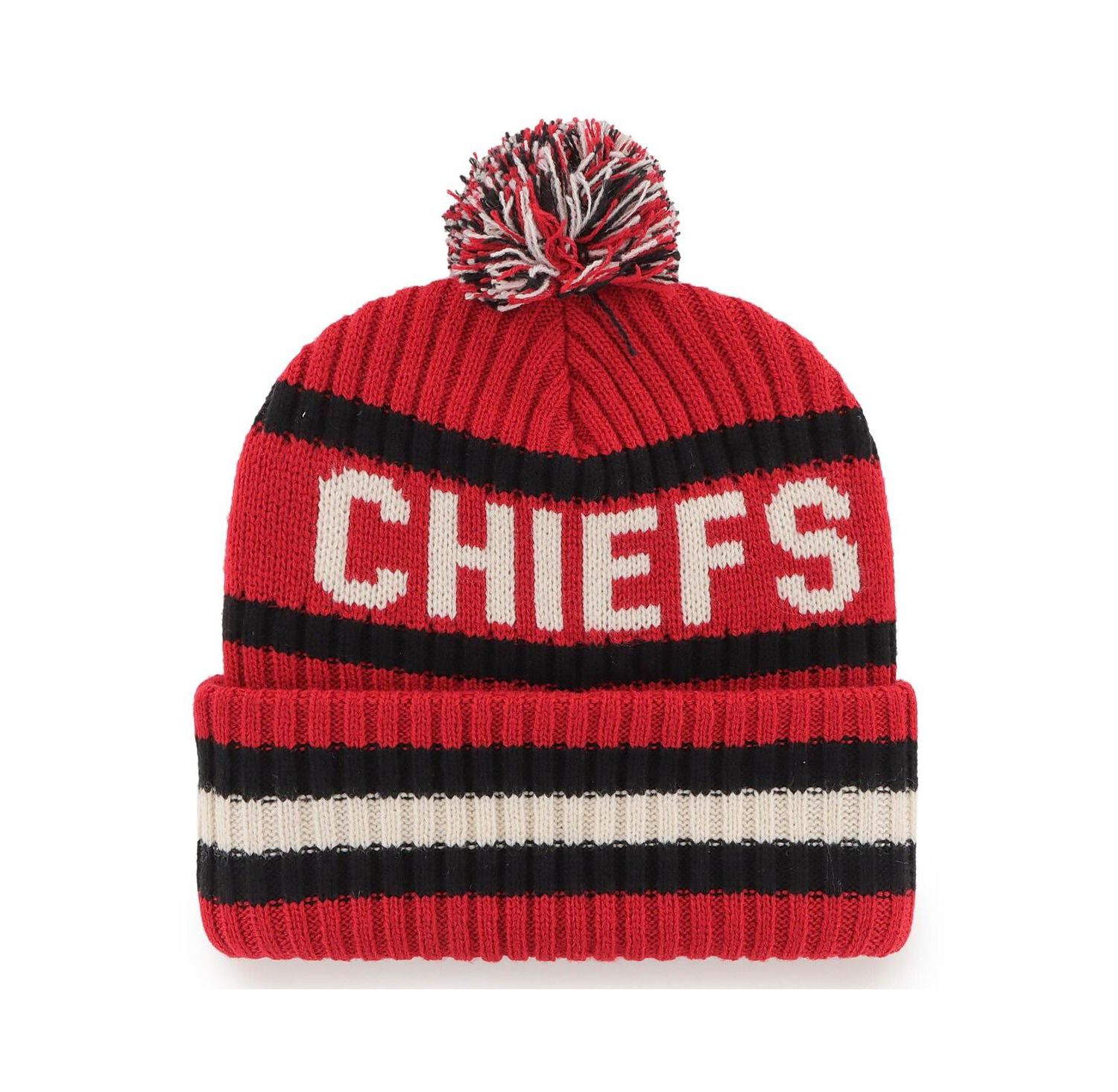 Men's Red Kansas City Chiefs Bering Cuffed Knit Hat with Pom