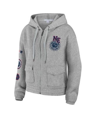Women's Heather Gray New England Patriots Full-Zip Hoodie