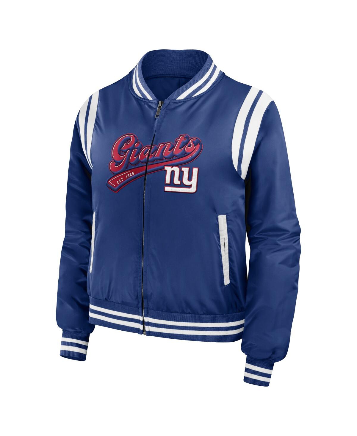 Shop Wear By Erin Andrews Women's  Royal New York Giants Bomber Full-zip Jacket