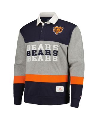 Men's Navy Chicago Bears Connor Oversized Rugby Long Sleeve Polo Shirt