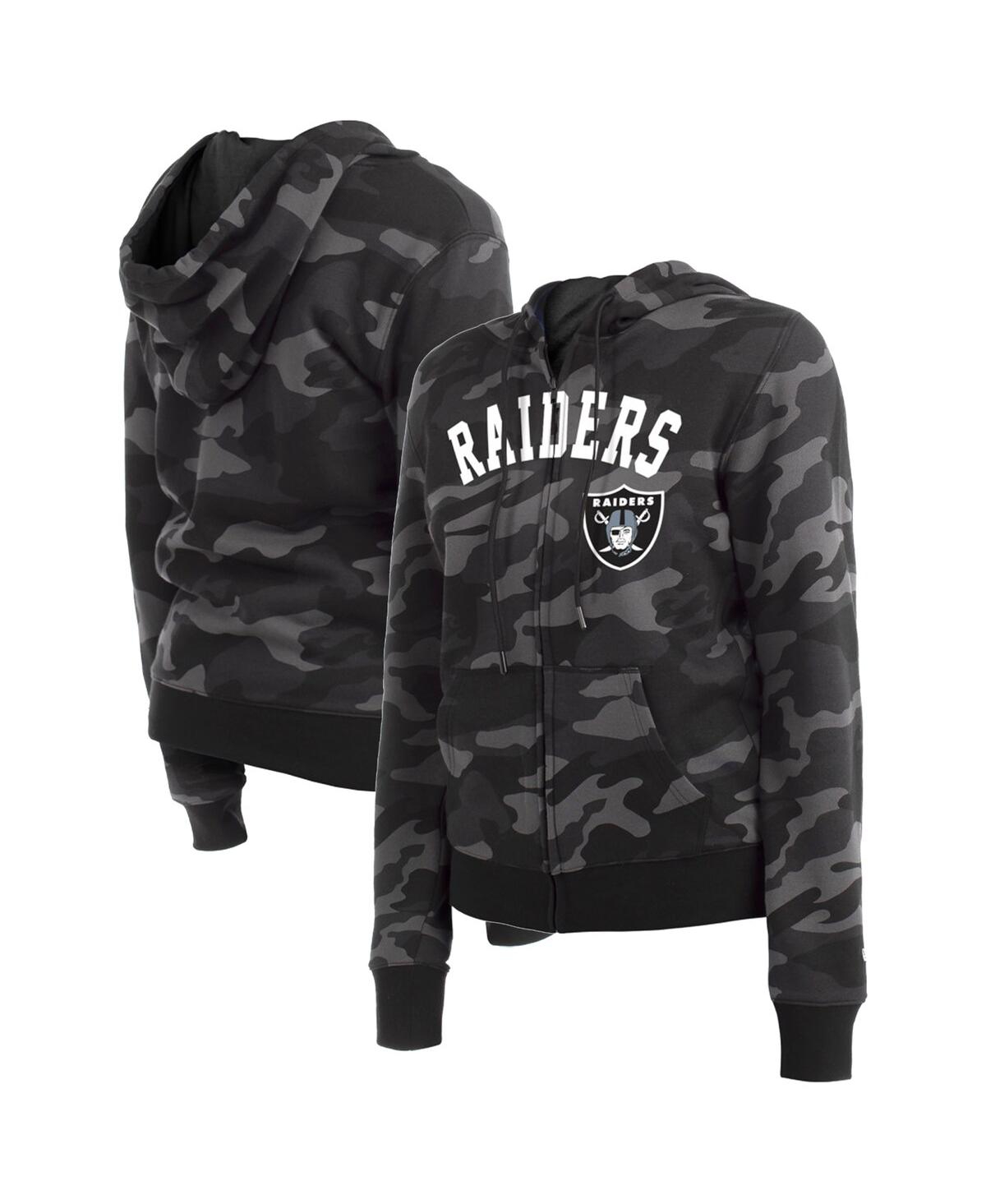 NEW ERA WOMEN'S NEW ERA BLACK LAS VEGAS RAIDERS CAMO FULL-ZIP HOODIE 