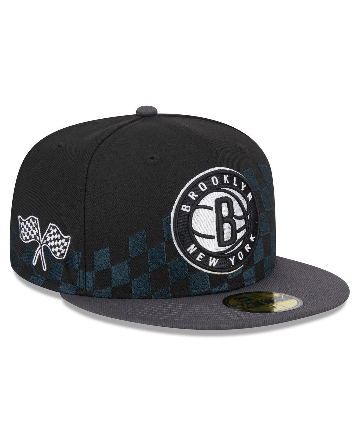 Мужская черная приталенная шляпа Brooklyn Nets 2024 NBA All-Star Game Rally Drive с шахматной доской 59FIFTY Crown