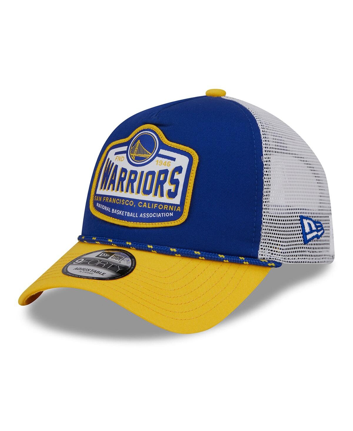 New Era Men's  Royal, Gold Golden State Warriors 2024 Nba All-star Game A-frame 9forty Trucker Hat In Royal,gold