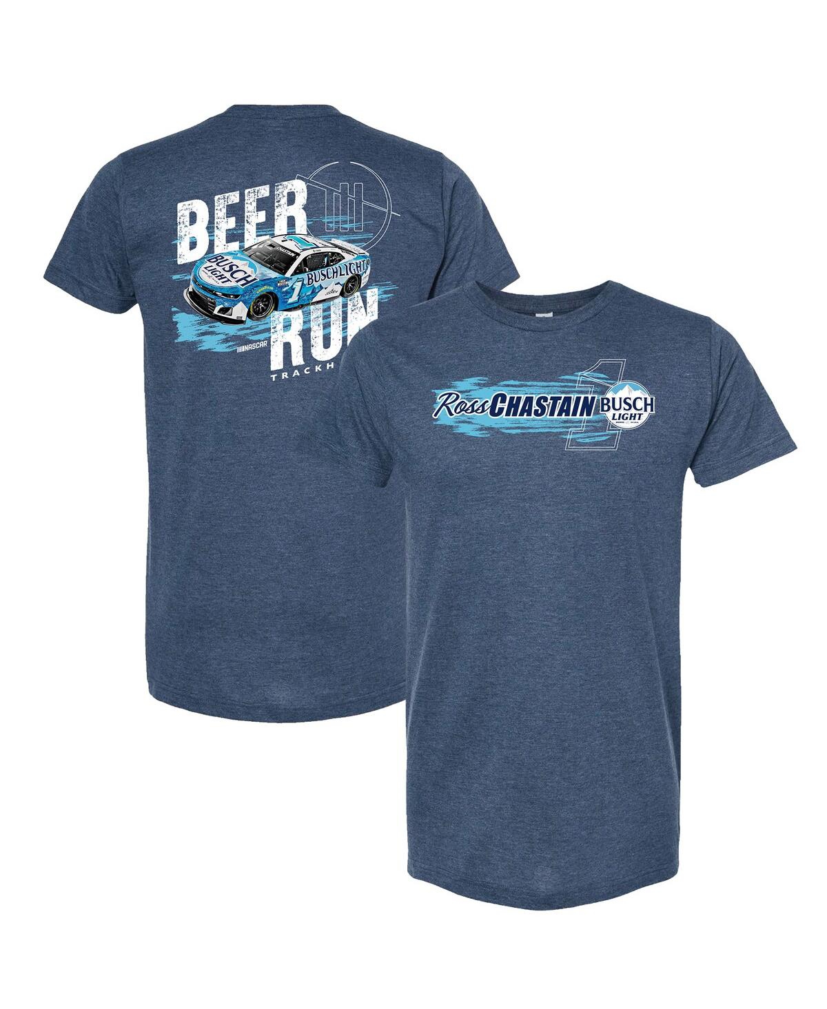 Trackhouse Racing Team Collection Men's  Heather Navy Ross Chastain Busch Light Beer Run T-shirt