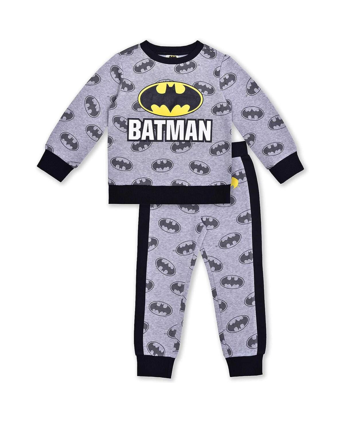 Shop Children's Apparel Network Little Boys And Girls Gray Batman Pullover Sweatshirt And Joggers Set