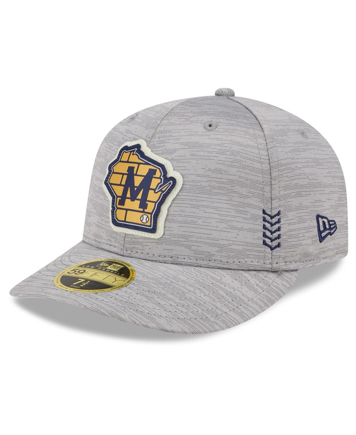 Shop New Era Men's  Gray Milwaukee Brewers 2024 Clubhouse Low Profile 59fifty Fitted Hat