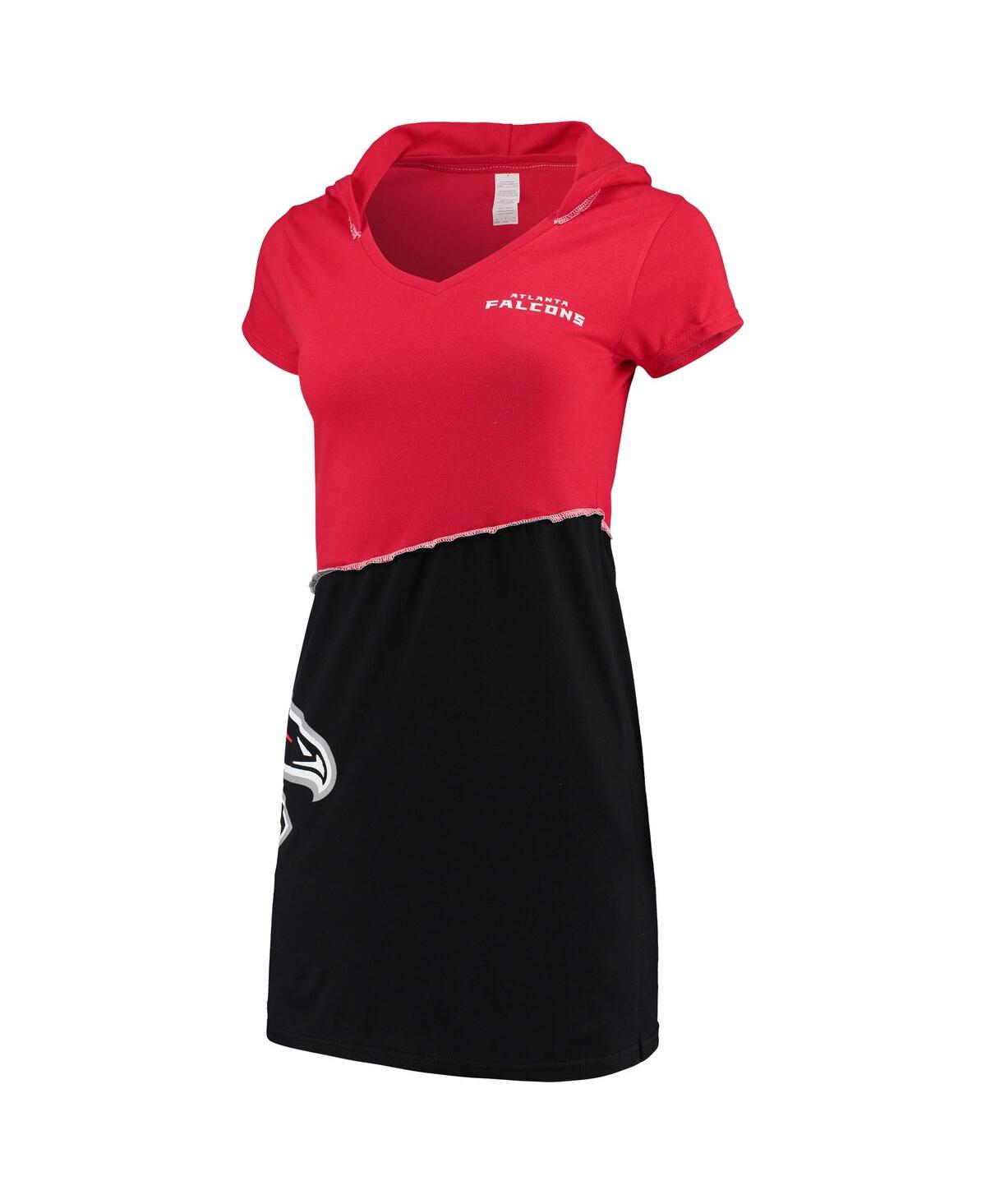 Shop Refried Apparel Women's  Red, Black Atlanta Falcons Hooded Mini Dress In Red,black