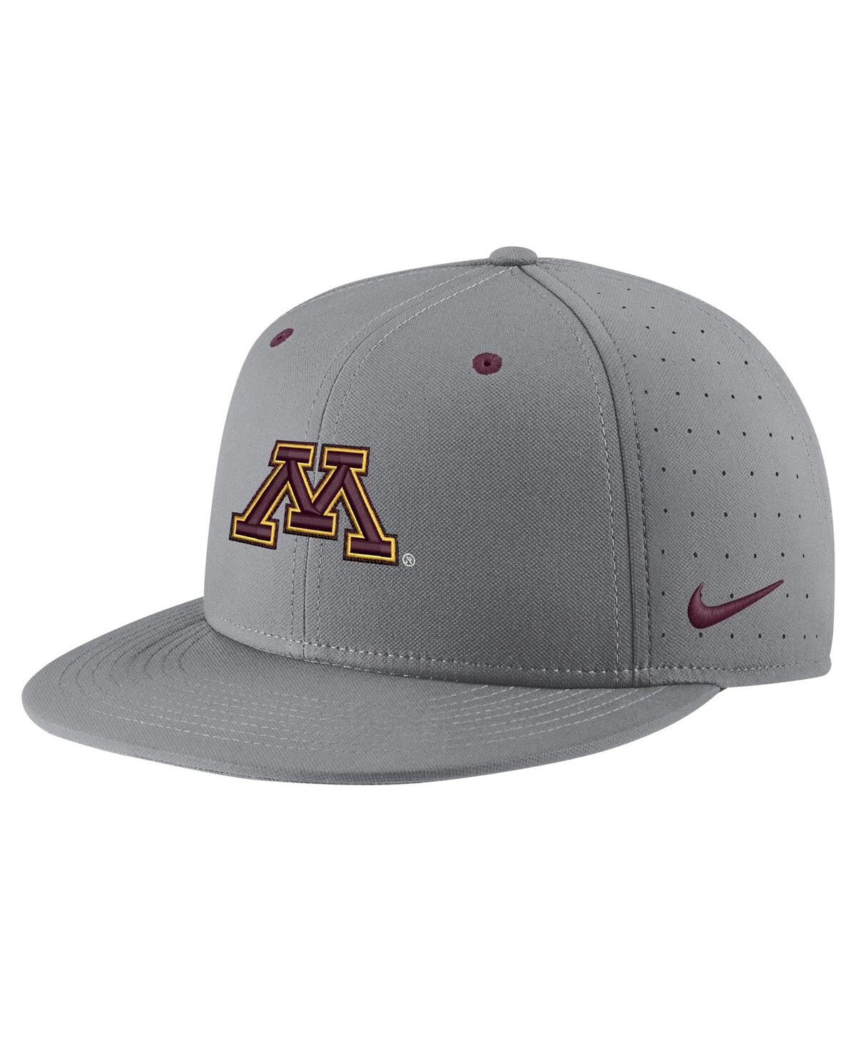 Shop Nike Men's  Gray Minnesota Golden Gophers Usa Side Patch True Aerobill Performance Fitted Hat