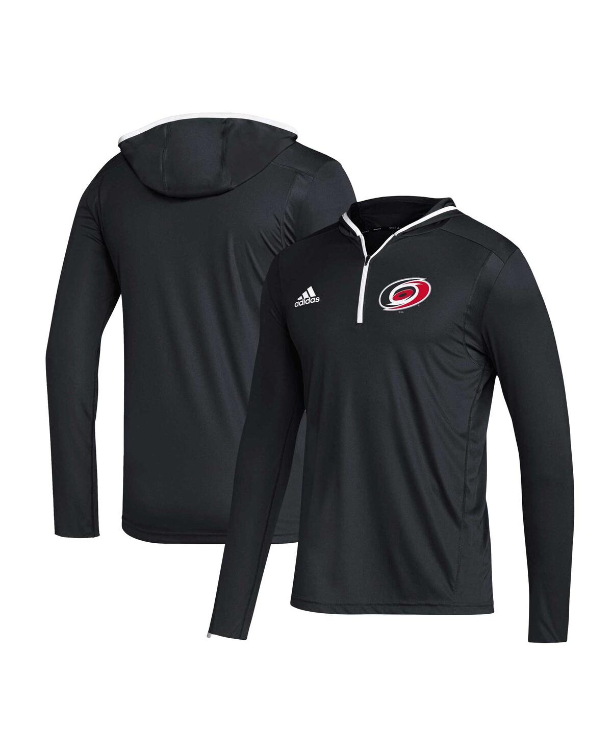 Shop Adidas Originals Men's Adidas Black Carolina Hurricanes Team Long Sleeve Quarter-zip Hoodie T-shirt