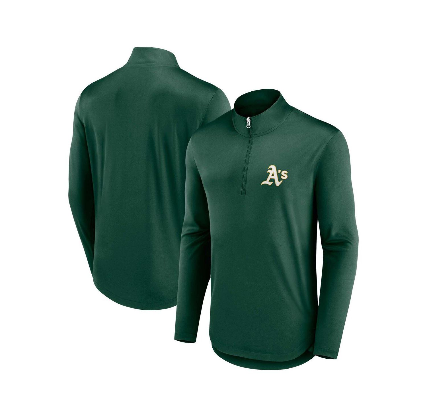 Men's Green Oakland Athletics Quarterback Quarter-Zip Top