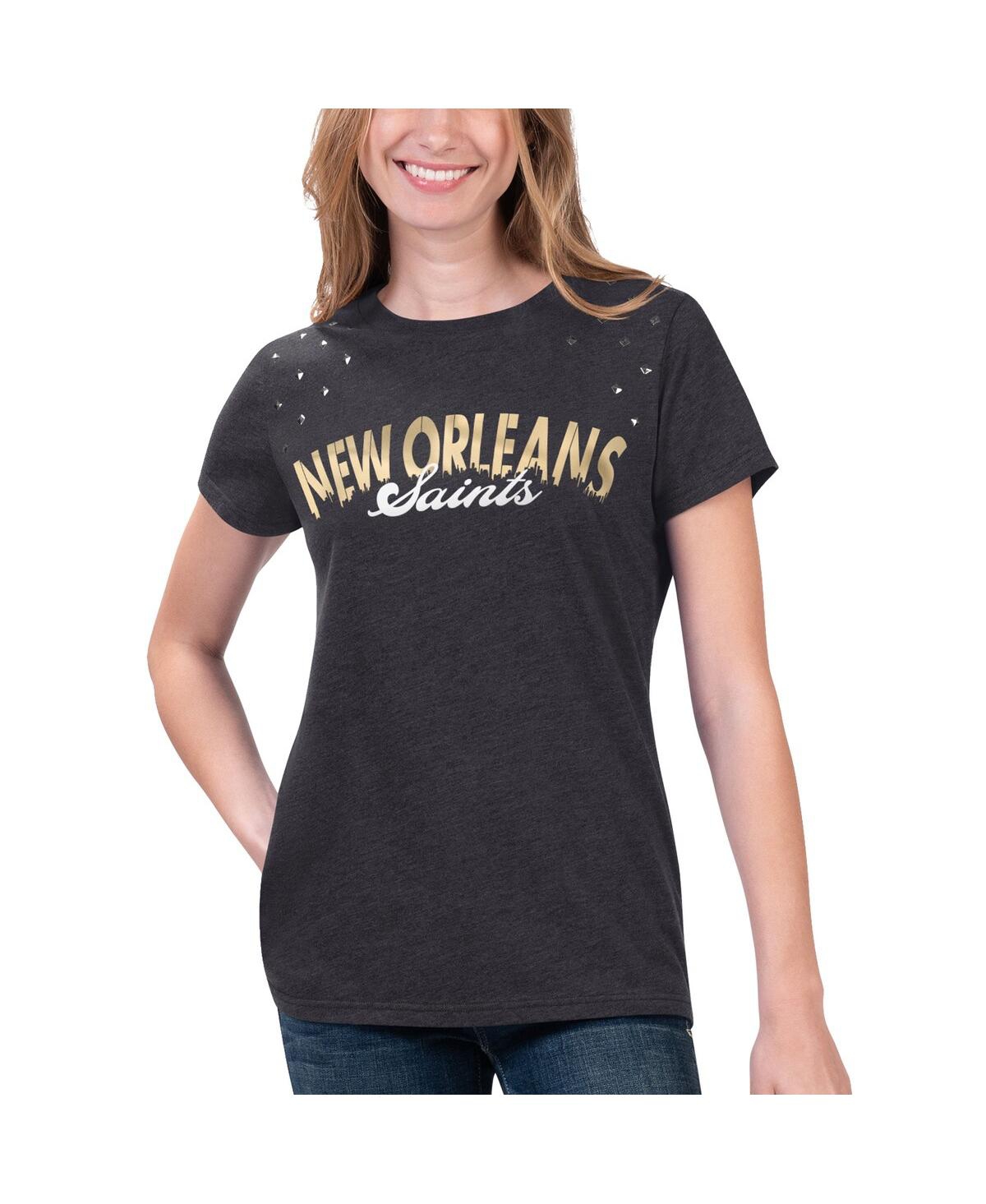 Shop G-iii 4her By Carl Banks Women's  Heathered Black New Orleans Saints Main Game T-shirt
