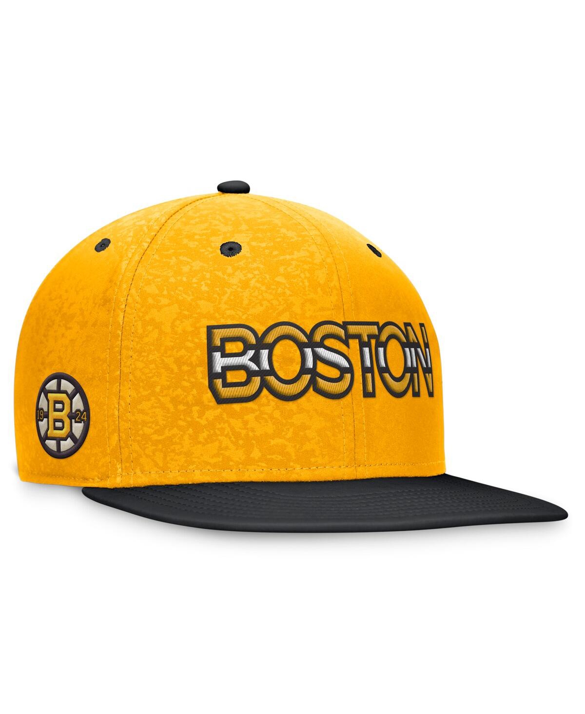 Shop Fanatics Men's  Gold, Black Boston Bruins Authentic Pro Snapback Hat In Gold,black