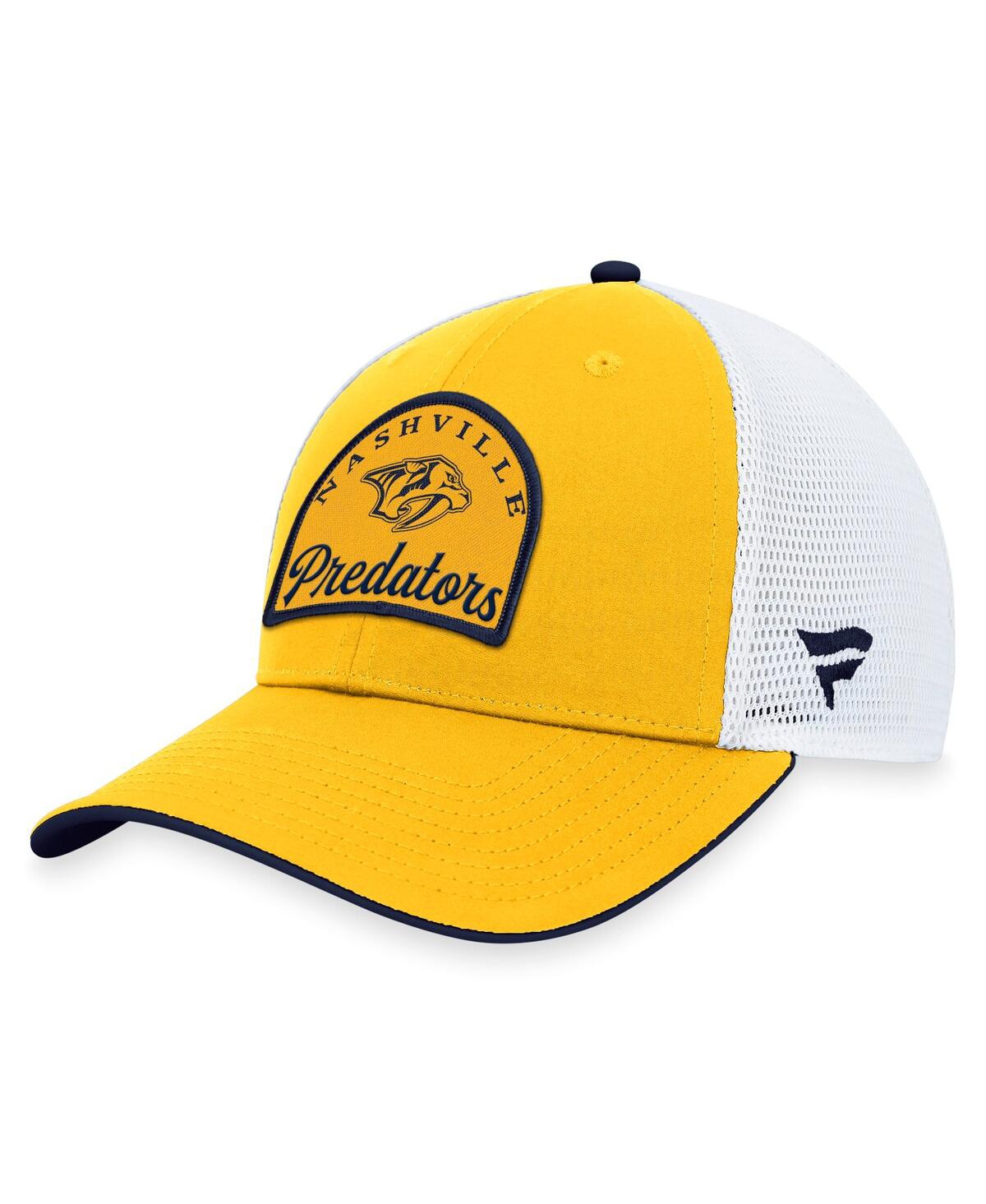 Shop Fanatics Men's  Gold, White Nashville Predators Fundamental Adjustable Hat In Gold,white