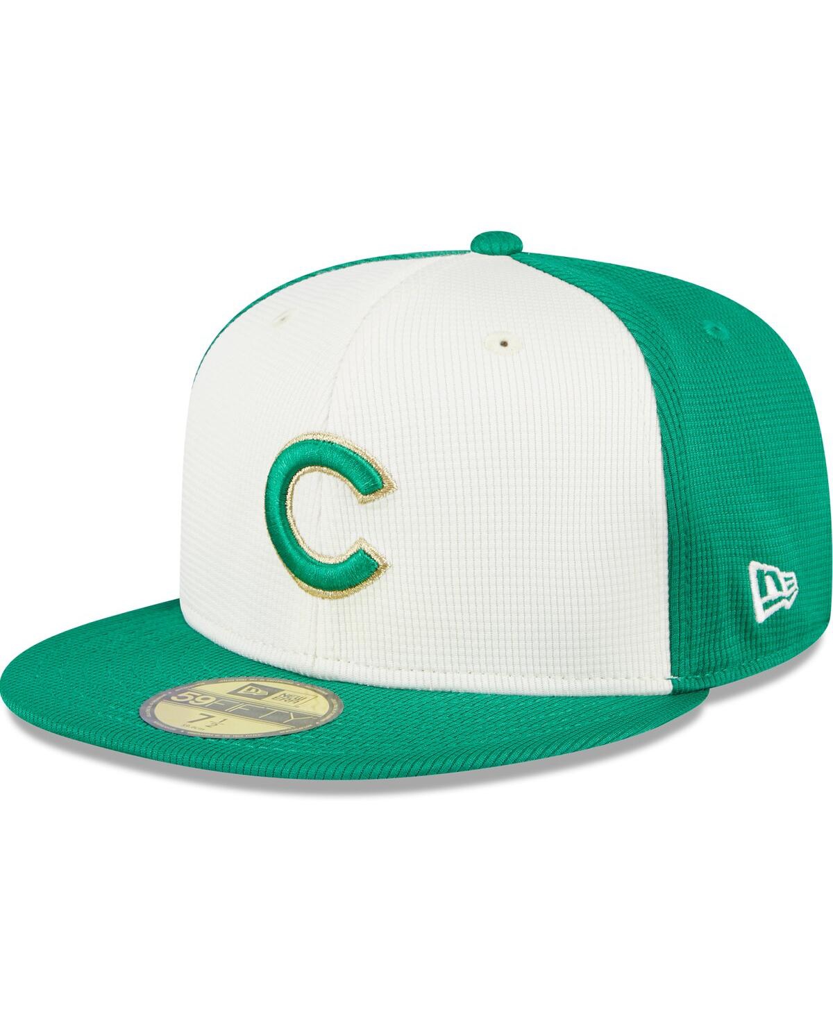 New Era Men's White/green Chicago Cubs 2024 St. Patrick's Day 59fifty Fitted Hat In White,green
