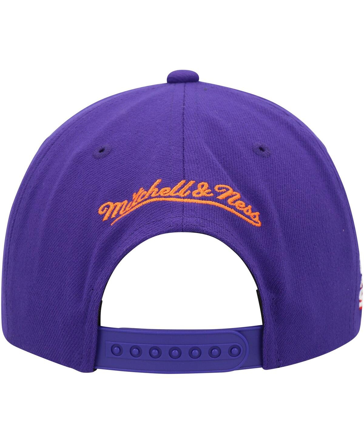 Shop Mitchell & Ness Men's  White, Purple Phoenix Suns Retro Sport Colorblock Script Snapback Hat In White,purple