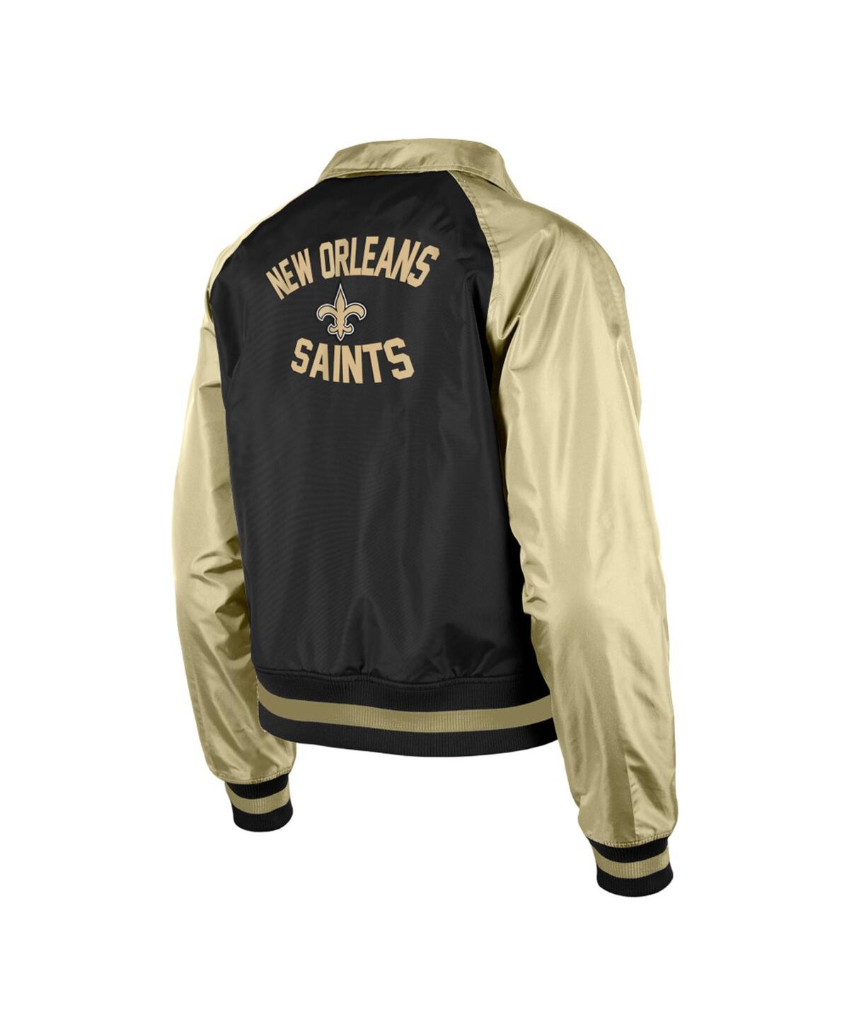 NEW ERA WOMEN'S NEW ERA BLACK NEW ORLEANS SAINTS COACHES RAGLAN FULL-SNAP JACKET 
