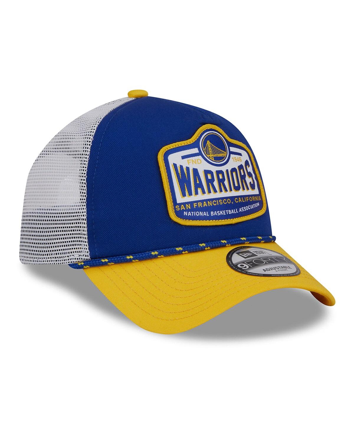 New Era Men's  Royal, Gold Golden State Warriors 2024 Nba All-star Game A-frame 9forty Trucker Hat In Royal,gold