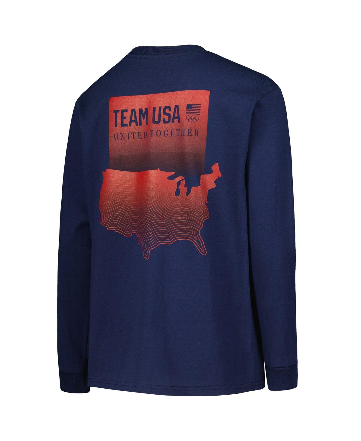 Shop Outerstuff Big Boys Navy Team Usa On The Map Long Sleeve T-shirt
