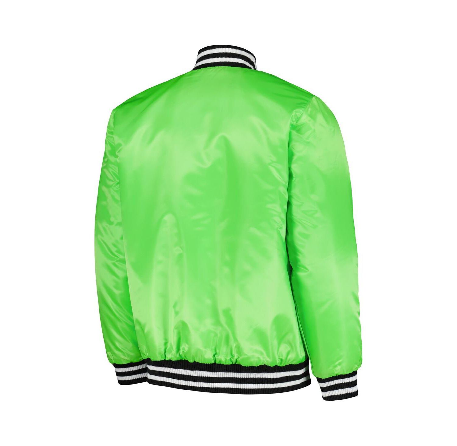 Men's Neon Green Boston Red Sox Cross Bronx Fashion Satin Full-Snap Varsity Jacket
