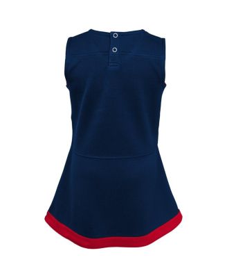 Girls Toddler Navy New England Patriots Cheer Captain Dress with Bloomers
