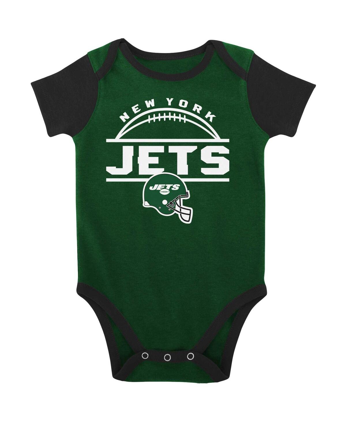 Shop Outerstuff Baby Boys And Girls Green, Black New York Jets Home Field Advantage Three-piece Bodysuit, Bib And Bo In Green,black