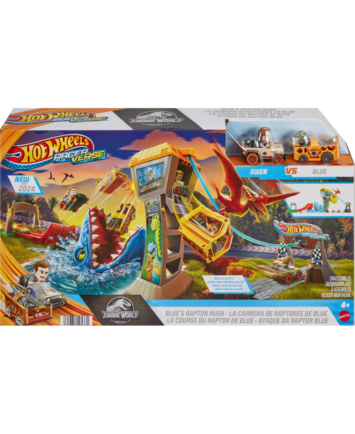 Shop Hot Wheels Racerverse Jurassic World Blue's Raptor Rush Track Set With 2 Toy Die-cast Vehicles In Multicolor