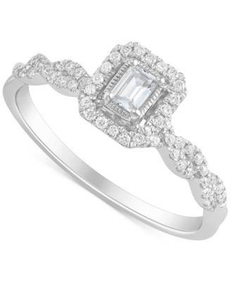 Macy's - Diamond Octagon-Cut Halo Ring (1/3 ct. t.w.) in 14k White Gold