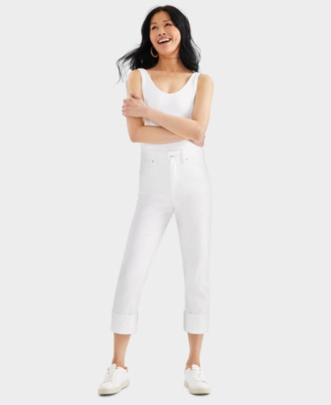 Женские джинсы Style & Co High-Rise Cuffed Capri, цвет: Яркий белый