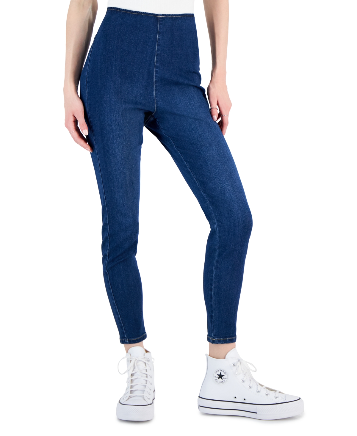 Juniors' High-Rise Pull-On Skinny Jeans - Francine Wash