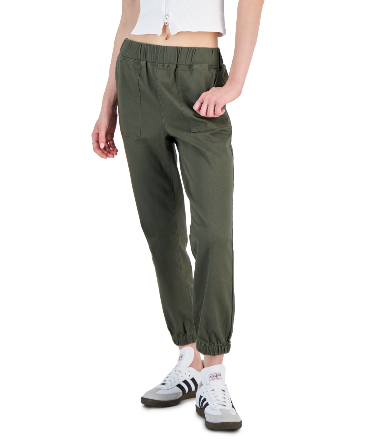 Tinseltown Juniors' Pull-on Utility Jogger Pants In Olive