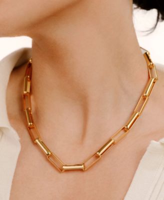 18k Gold Plated Rectangular Link Necklace