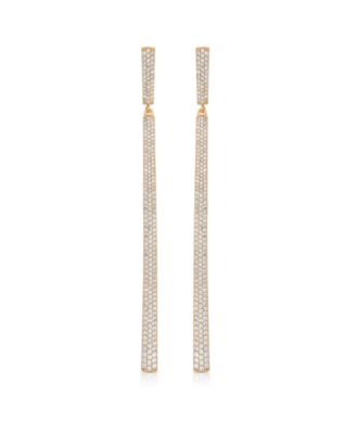 Straight Drop 18k Gold Plated Crystal Dangle Earrings