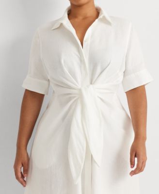 Plus-Size Linen Shirt Dress