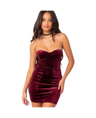 Women s Cinnamon velvet cupped mini dress Macy s