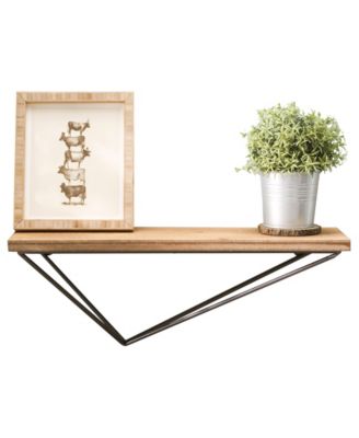 Danya B Rustic Wall Mount Pine Wood Floating Display Shelf With Diamond ...