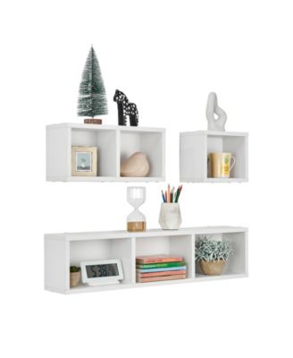 Bauhaus Floating Geometric Cubby Wall Shelves, Set of 3 Sizes
