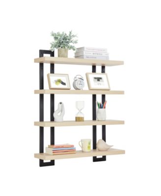 4-Tier Floating Bracket Wall Shelf, Black Metal Finish
