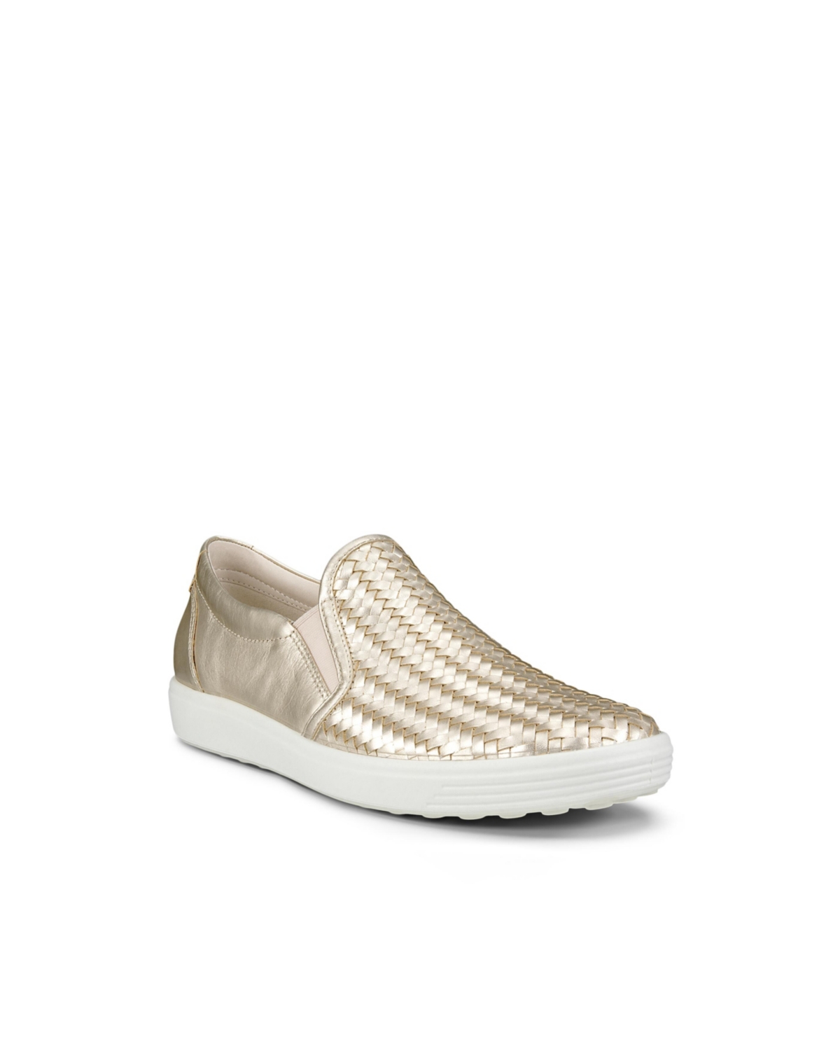 Shop Ecco Women's Soft 7 Woven Slip-on Sneakers In Pure White Gold