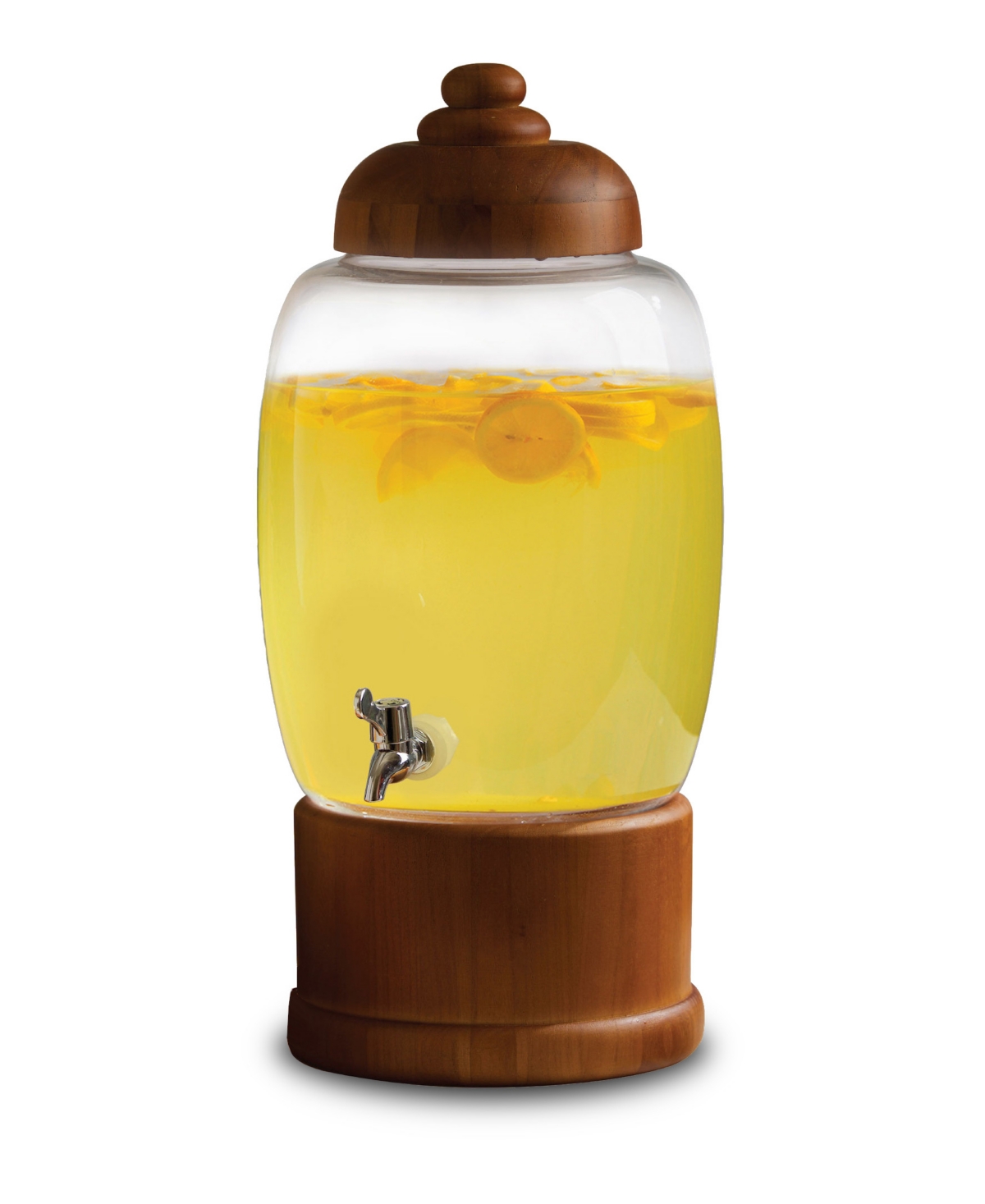 Circleware Beverage Dispenser With Wooden Lid And Base 357 oz In Clear
