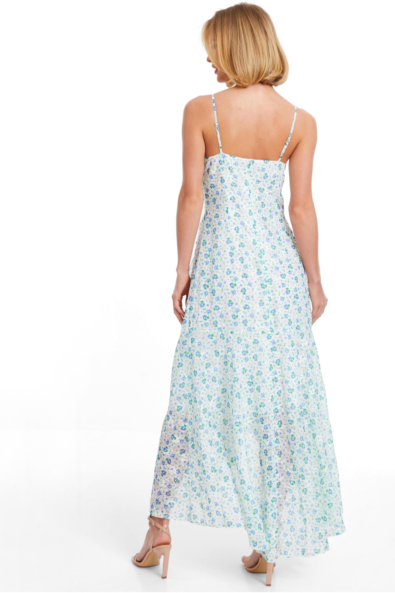 Women's Chiffon Jacquard Strappy Maxi Dress